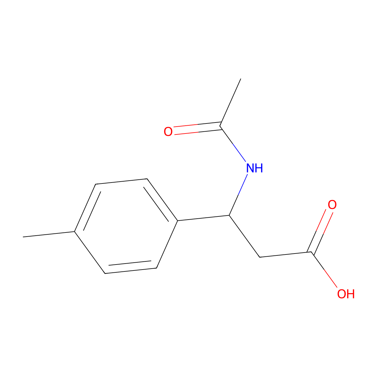 (3S)-3-acetamido-3-(4-methylphenyl)propanoic acid molecular structure, CAS 1187591-54-3