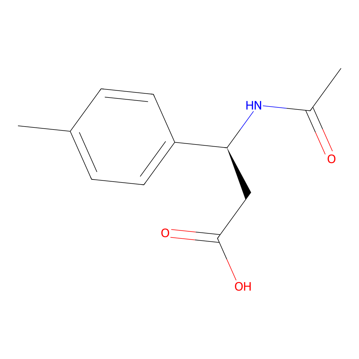 (3S)-3-acetamido-3-(4-methylphenyl)propanoic acid molecular structure, CAS 1187591-54-3