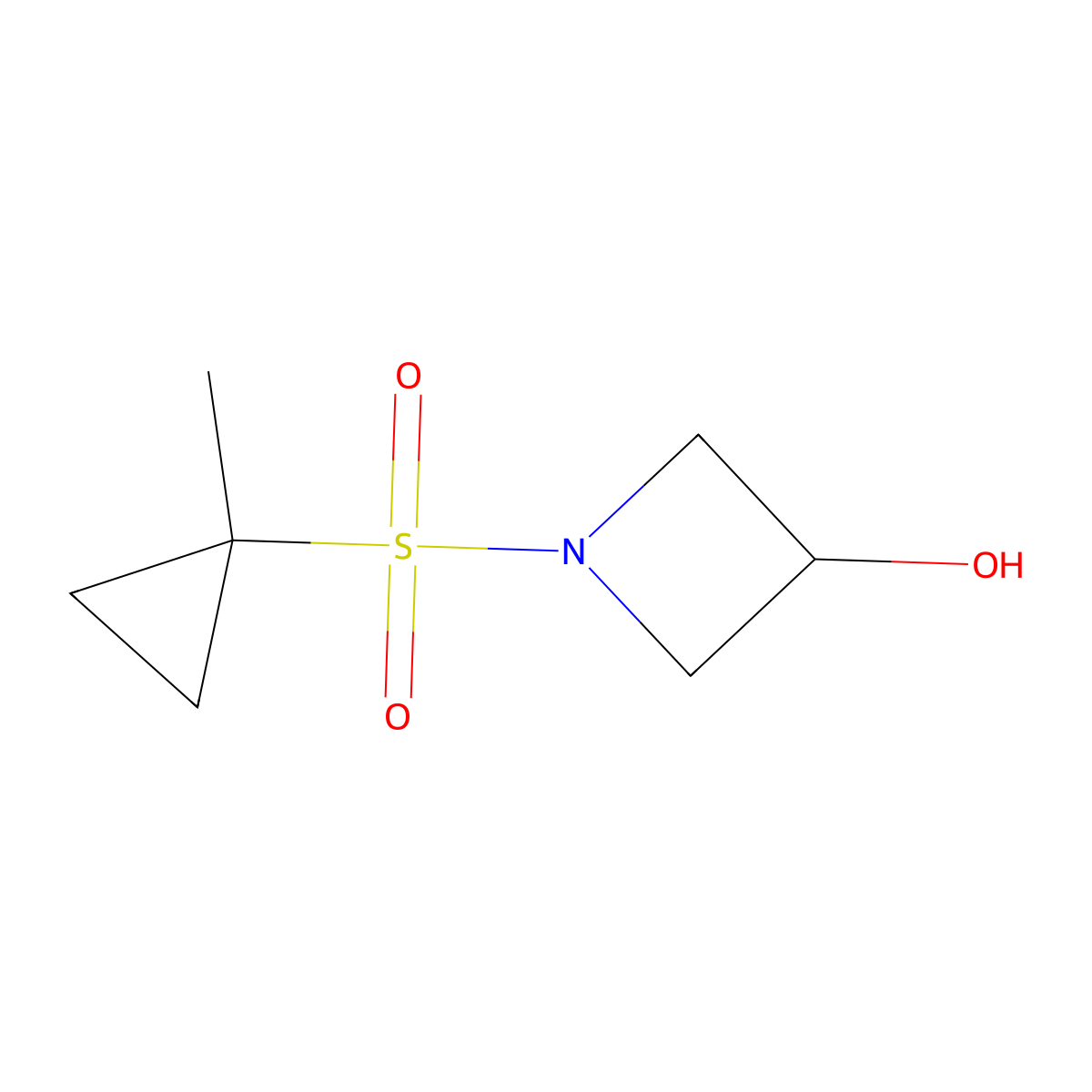 1-[(1-Methylcyclopropyl)sulfonyl]azetidin-3-ol molecular structure, CAS 1187594-25-7