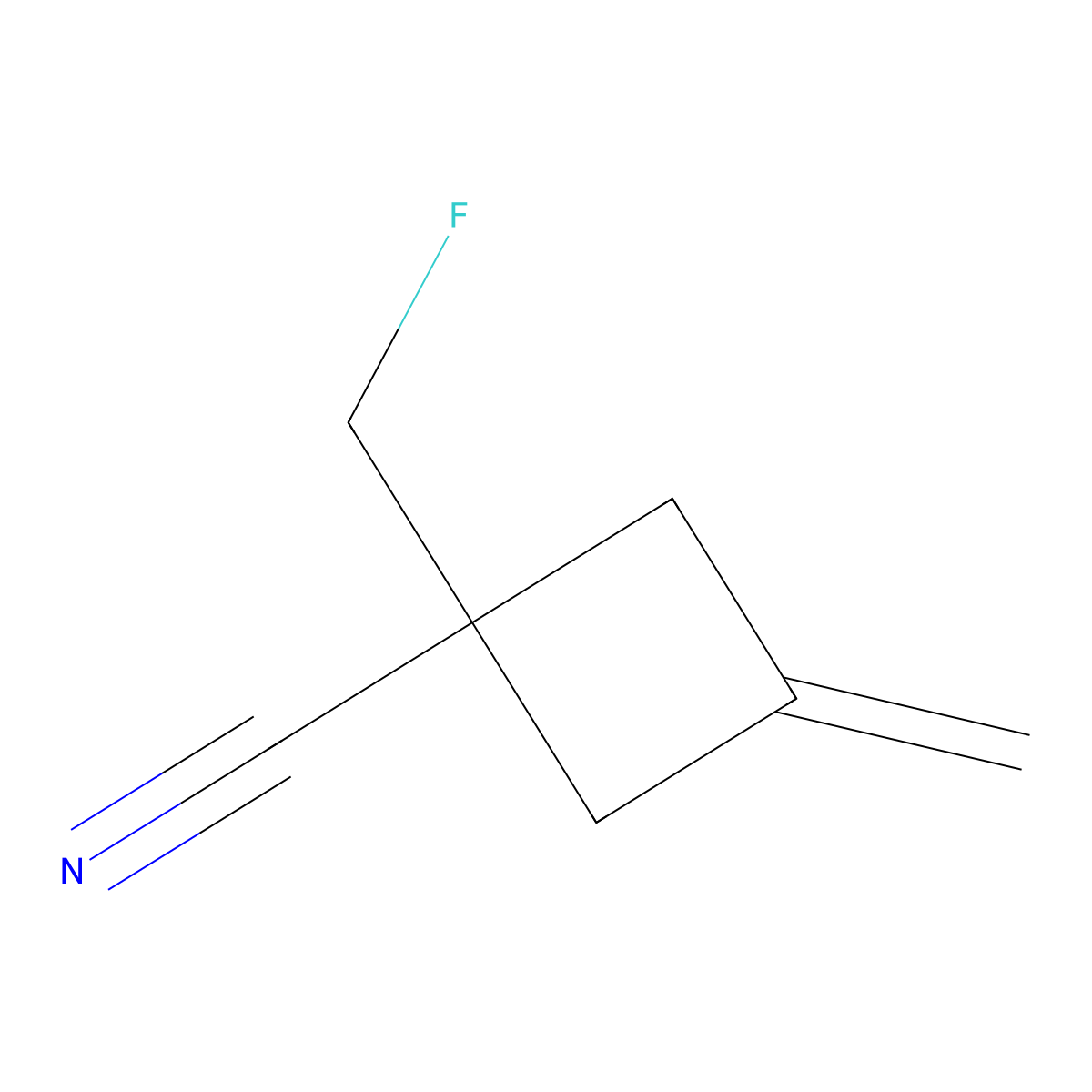1-(Fluoromethyl)-3-methylidenecyclobutane-1-carbonitrile molecular structure, CAS 1187595-39-6