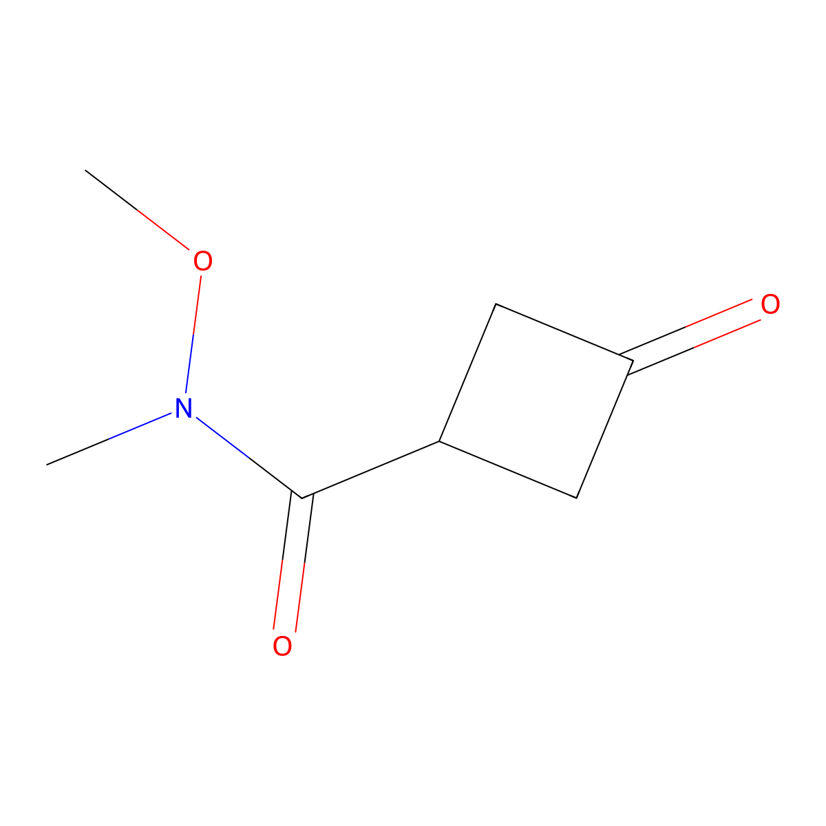 N-methoxy-N-methyl-3-oxocyclobutanecarboxamide molecular structure, CAS 1187595-63-6