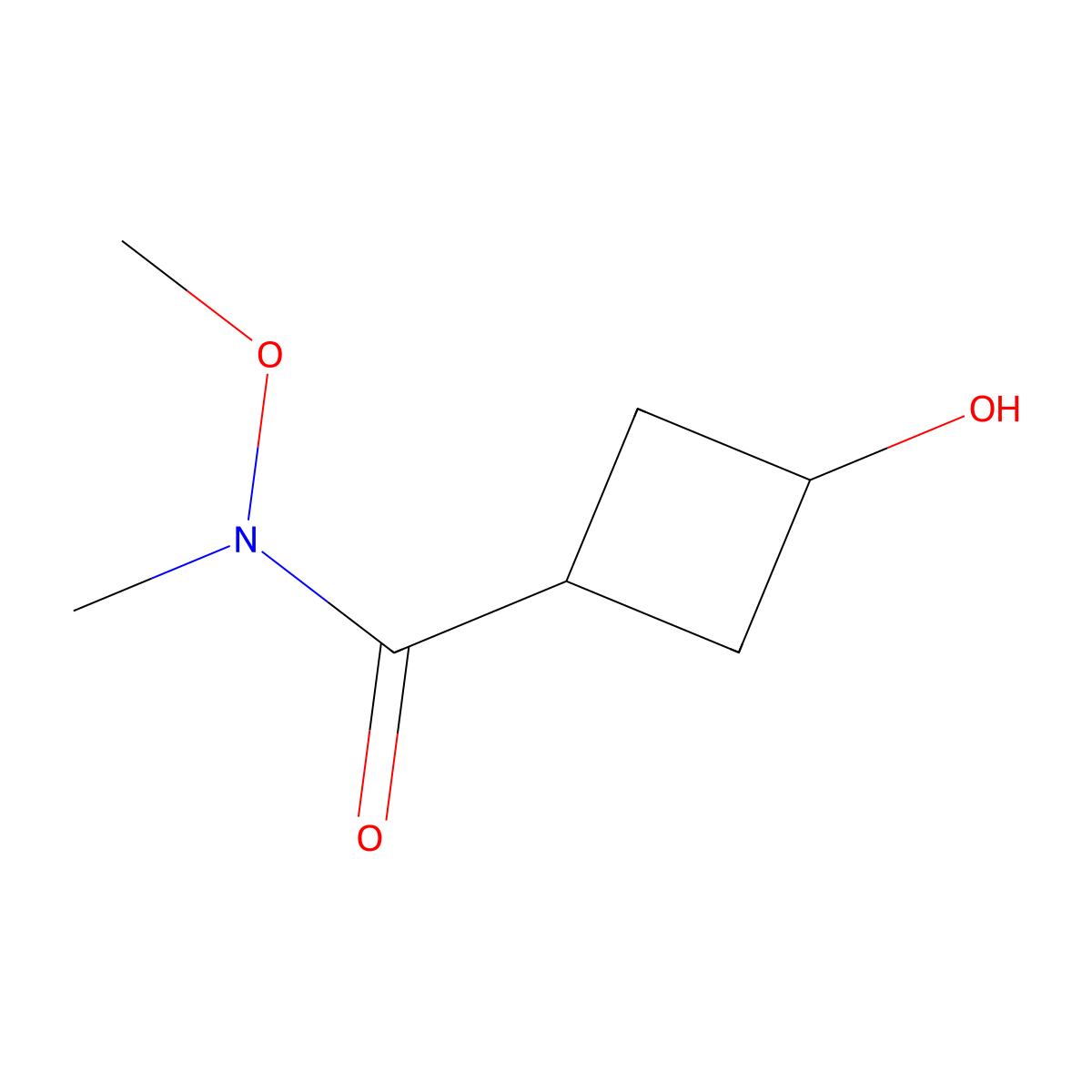 3-hydroxy-N-methoxy-N-methylcyclobutanecarboxamide molecular structure, CAS 1187595-64-7