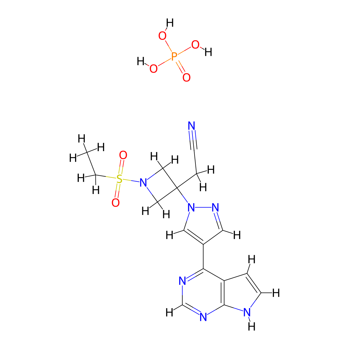 Baricitinib phosphate molecular structure, CAS 1187595-84-1