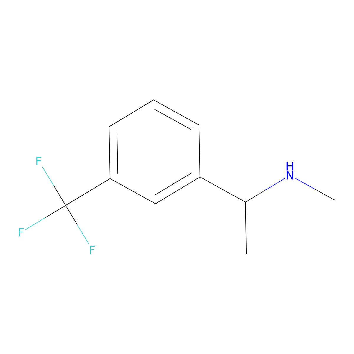 Methyl((1-(3-(trifluoromethyl)phenyl)ethyl))amine molecular structure, CAS 118761-99-2