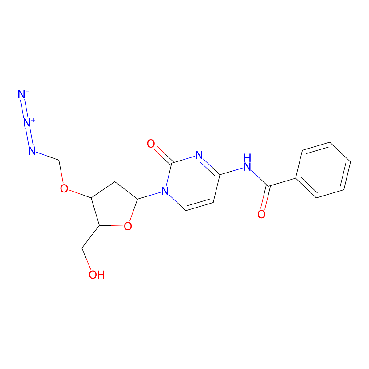 N4-Benzoyl-3'-O-(azidomethyl)-2'-deoxycytidine molecular structure, CAS 1187621-03-9