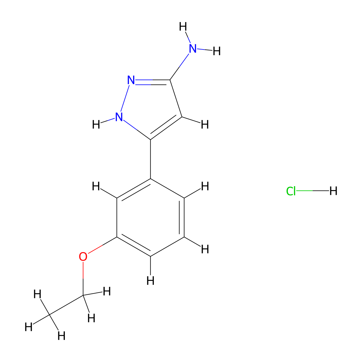 3-(3-ethoxyphenyl)-1H-pyrazol-5-amine hydrochloride molecular structure, CAS 1187631-03-3