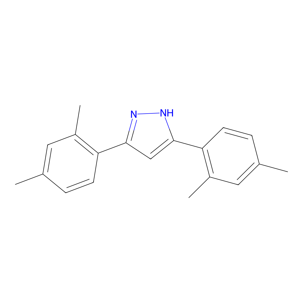 3,5-bis(2,4-dimethylphenyl)-1H-pyrazole molecular structure, CAS 1187632-16-1