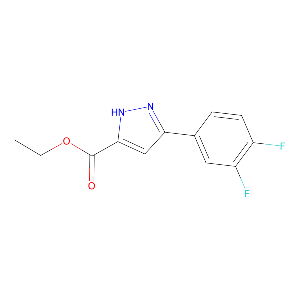 Ethyl 5-(3,4-difluorophenyl)-1H-pyrazole-3-carboxylate molecular structure, CAS 1187635-57-9