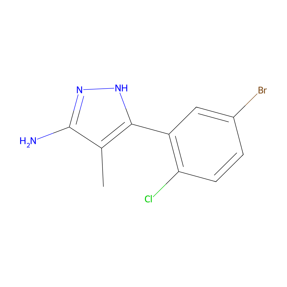 3-(5-Bromo-2-chlorophenyl)-4-methyl-1h-pyrazol-5-amine molecular structure, CAS 1187636-03-8