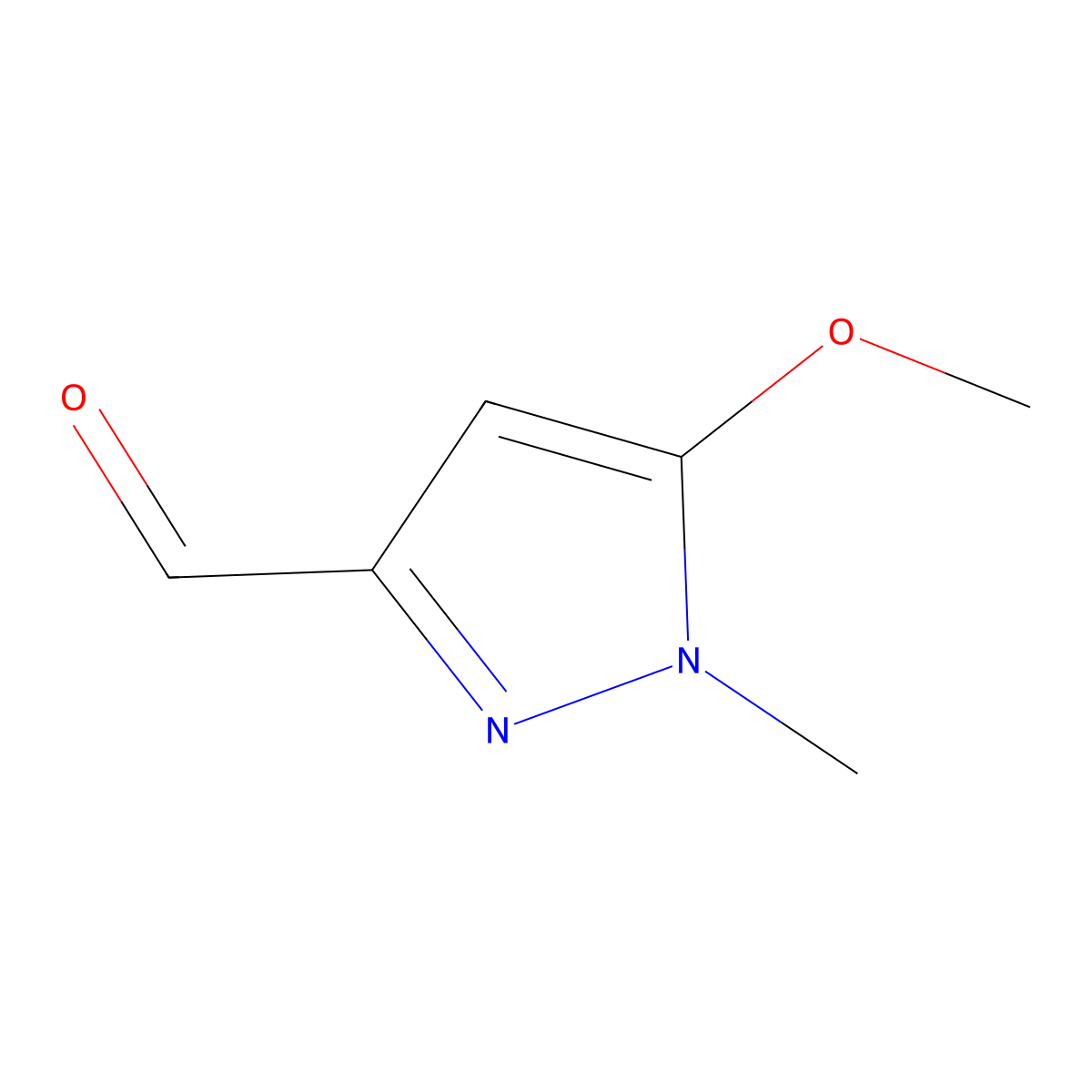5-methoxy-1-methyl-1H-pyrazole-3-carbaldehyde molecular structure, CAS 1187649-21-3