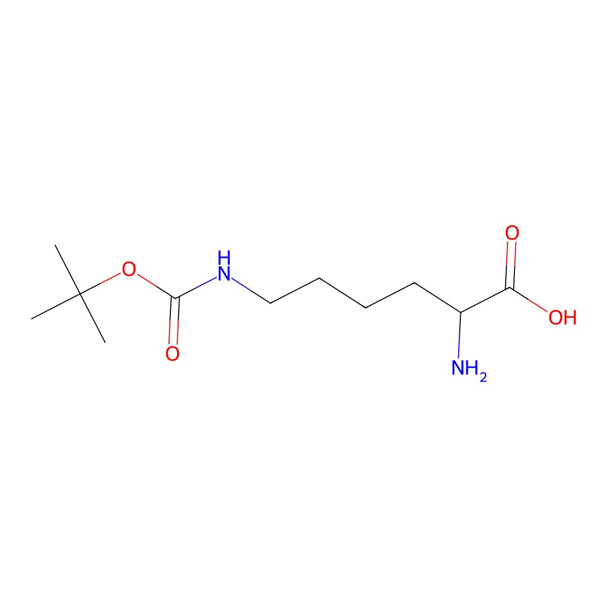 2-Amino-6-(((tert-butoxy)carbonyl)amino)hexanoic acid molecular structure, CAS 1187656-20-7