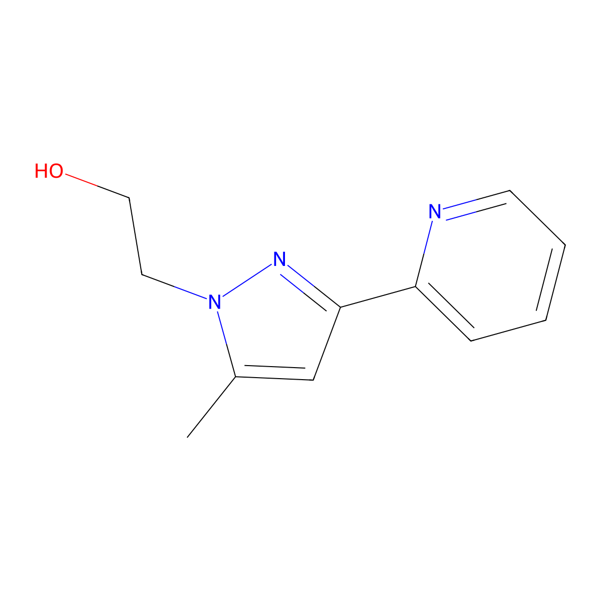 3-(2-Pyridinyl)-5-methyl-1H-pyrazole-1-ethanol molecular structure, CAS 1187755-94-7