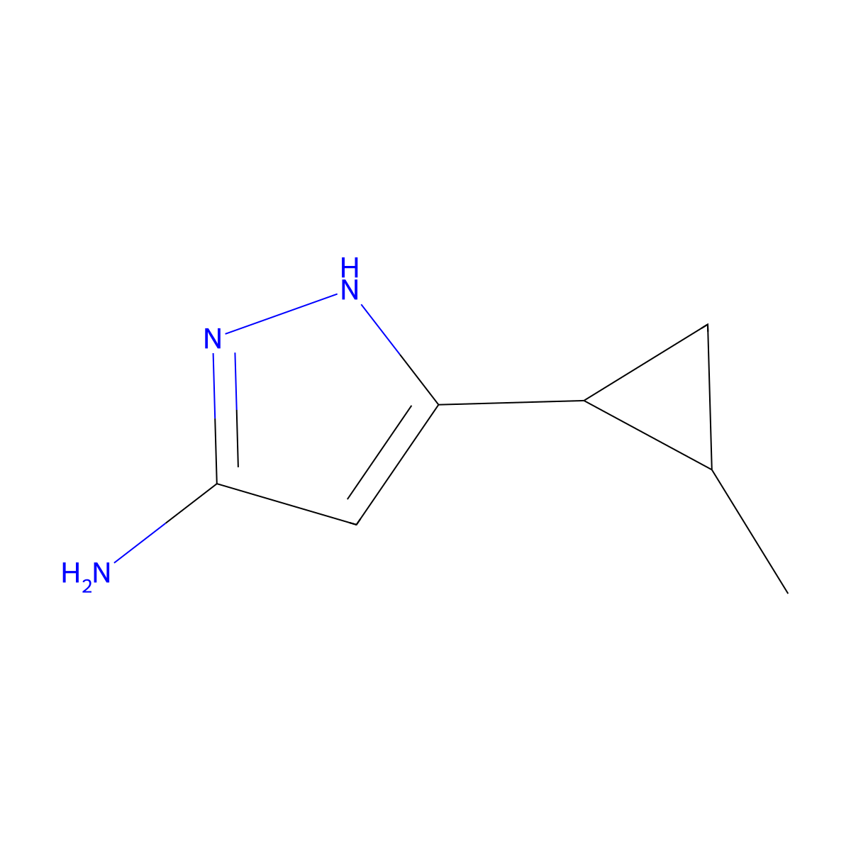 3-(2-methylcyclopropyl)-1H-pyrazol-5-amine molecular structure, CAS 1187765-24-7