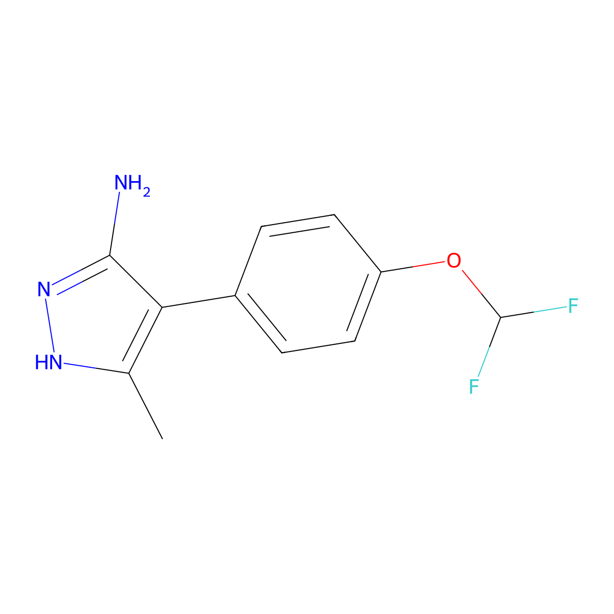 4-[4-(difluoromethoxy)phenyl]-3-methyl-1H-pyrazol-5-amine molecular structure, CAS 1187766-74-0