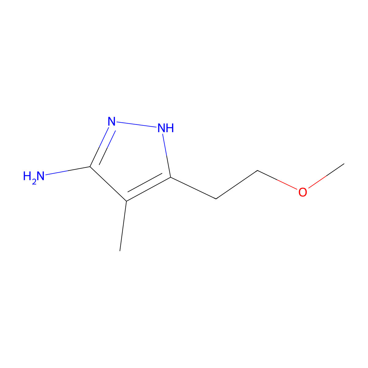 3-(2-methoxyethyl)-4-methyl-1H-pyrazol-5-amine molecular structure, CAS 1187766-96-6