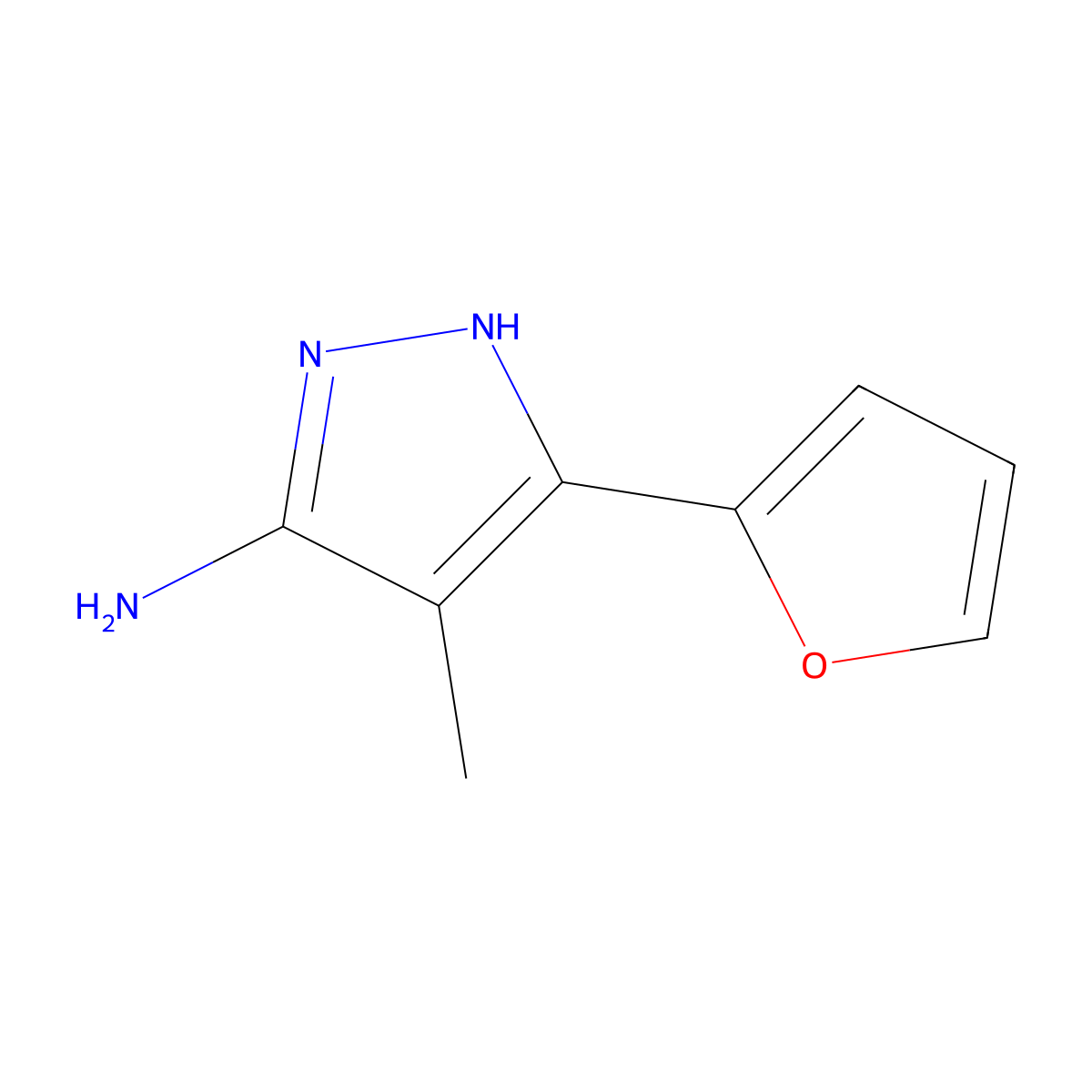3-(Furan-2-yl)-4-methyl-1h-pyrazol-5-amine molecular structure, CAS 1187766-98-8