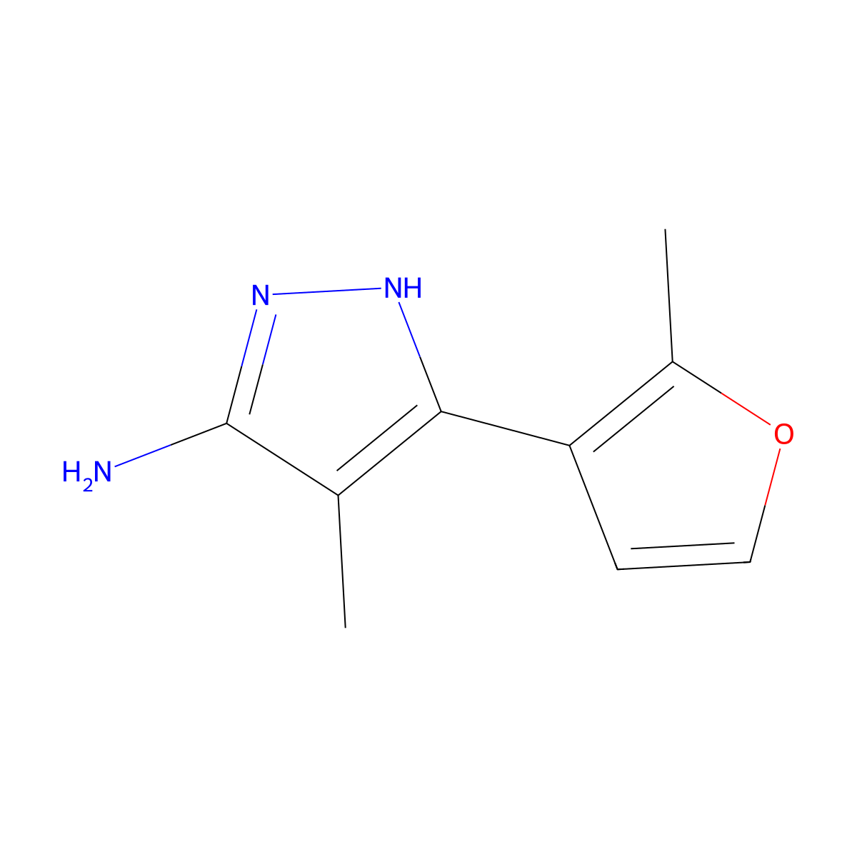 4-Methyl-3-(2-methylfuran-3-YL)-1H-pyrazol-5-amine molecular structure, CAS 1187766-99-9