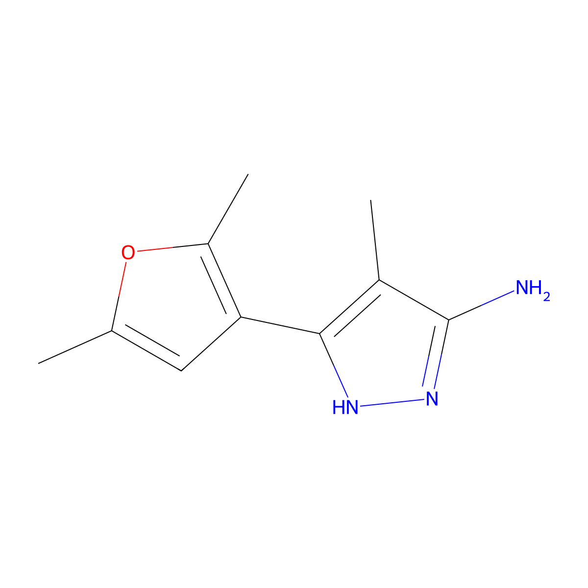 3-(2,5-Dimethylfuran-3-YL)-4-methyl-1H-pyrazol-5-amine molecular structure, CAS 1187767-01-6