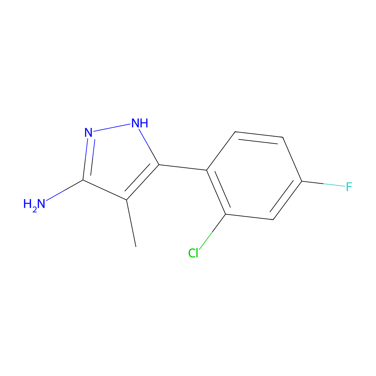 3-(2-Chloro-4-fluorophenyl)-4-methyl-1h-pyrazol-5-amine molecular structure, CAS 1187767-10-7
