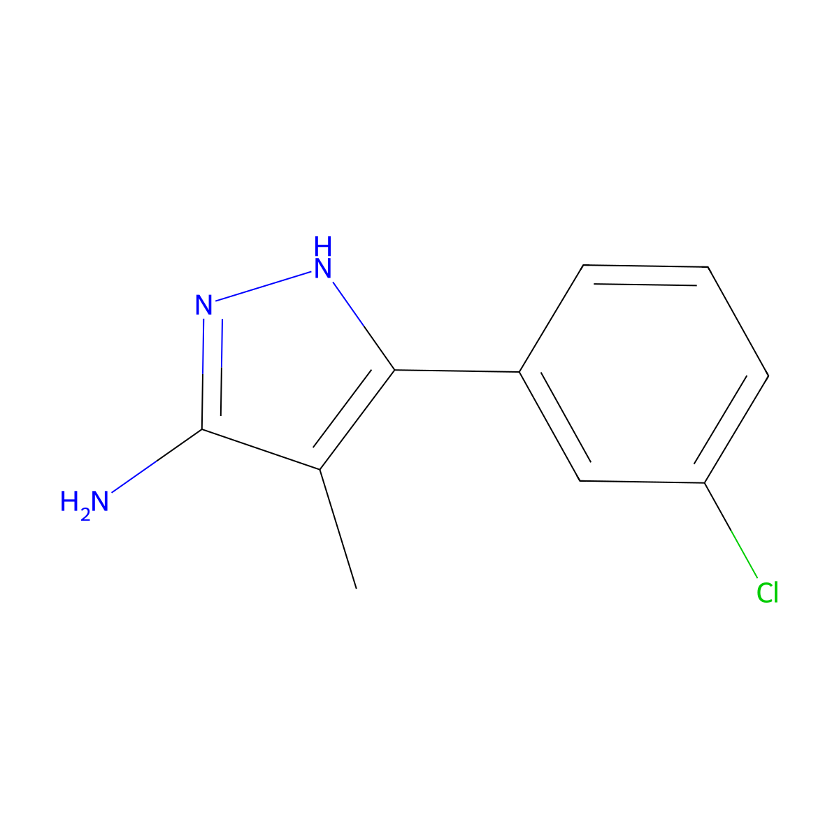 3-(3-Chlorophenyl)-4-methyl-1H-pyrazol-5-amine molecular structure, CAS 1187767-15-2