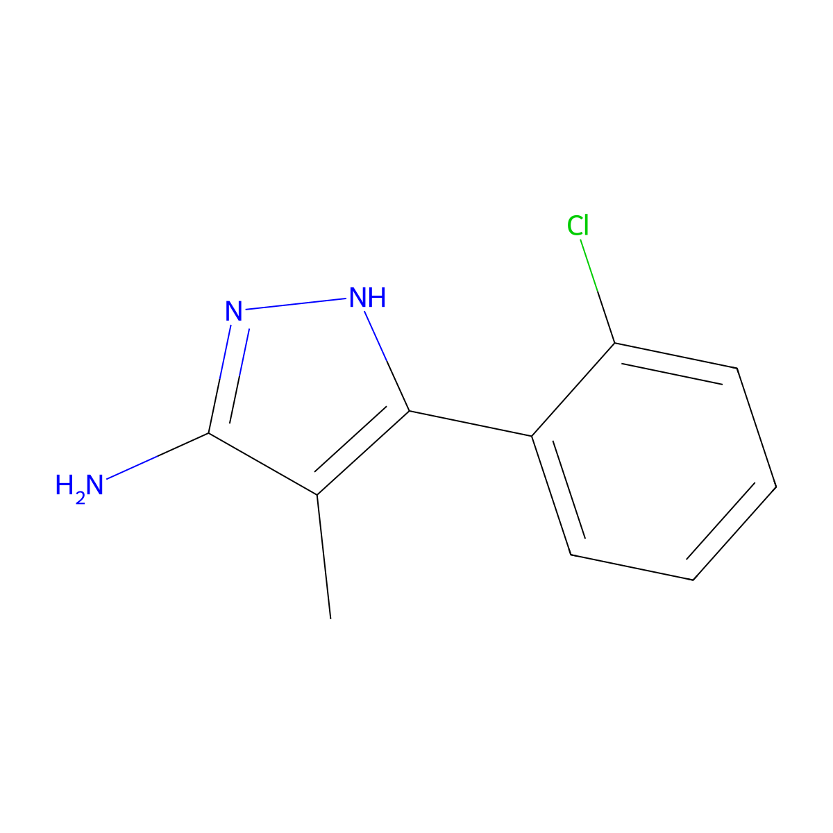 3-(2-Chlorophenyl)-4-methyl-1H-pyrazol-5-amine molecular structure, CAS 1187767-17-4
