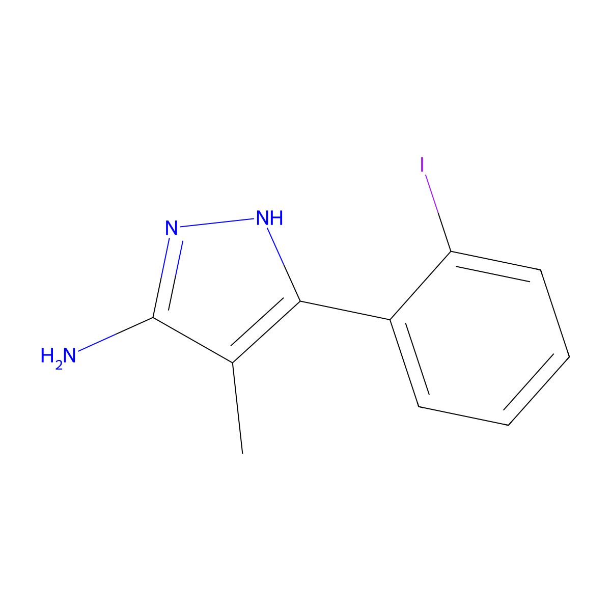 3-(2-Iodophenyl)-4-methyl-1H-pyrazol-5-amine molecular structure, CAS 1187767-19-6