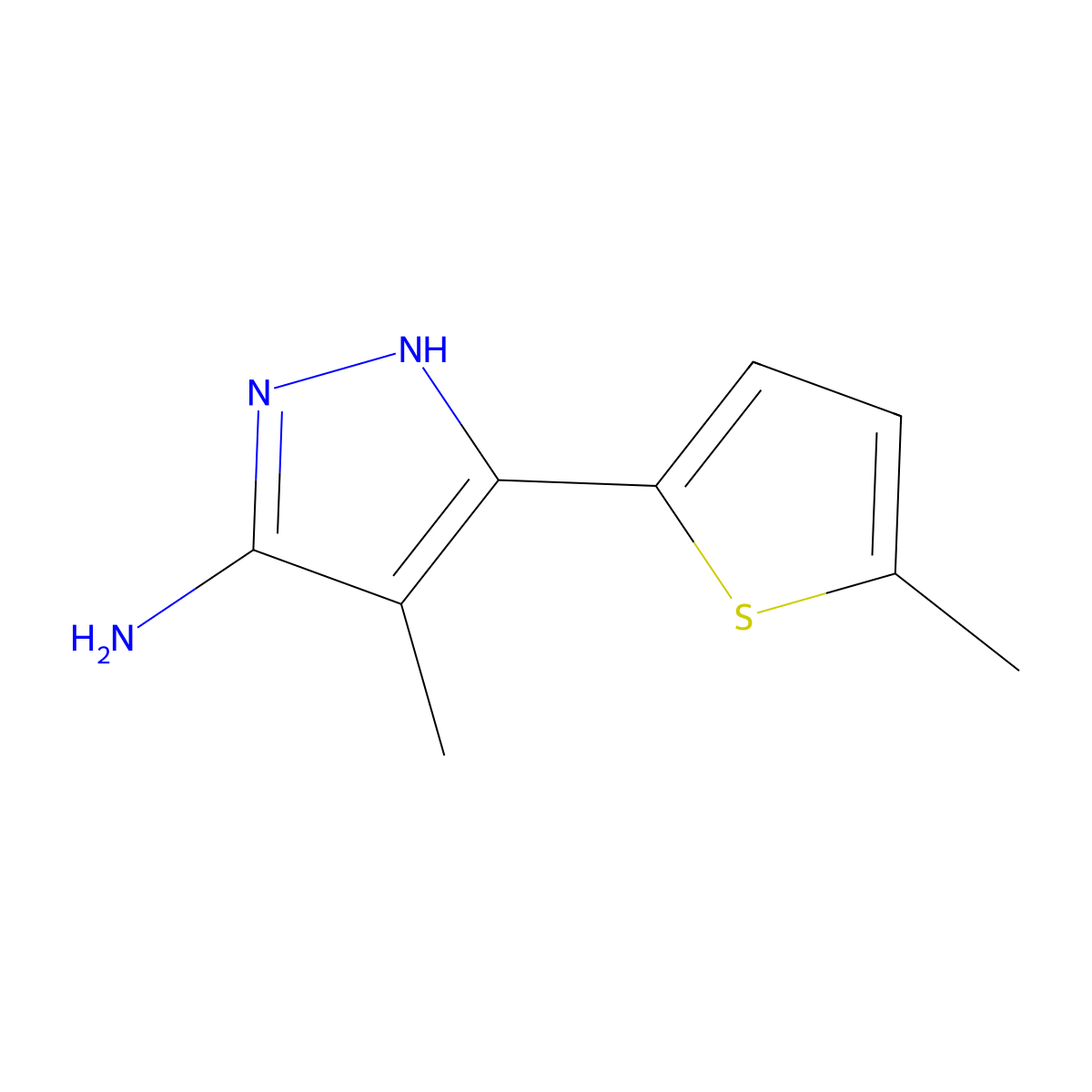 4-Methyl-3-(5-methylthiophen-2-YL)-1H-pyrazol-5-amine molecular structure, CAS 1187767-21-0