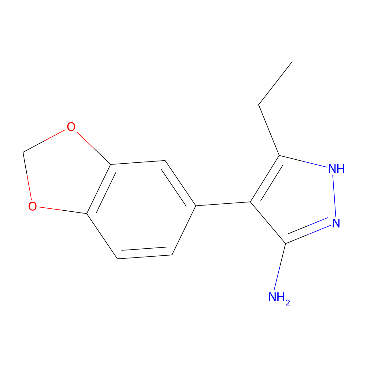 4-(1,3-dioxaindan-5-yl)-3-ethyl-1H-pyrazol-5-amine molecular structure, CAS 1187767-30-1