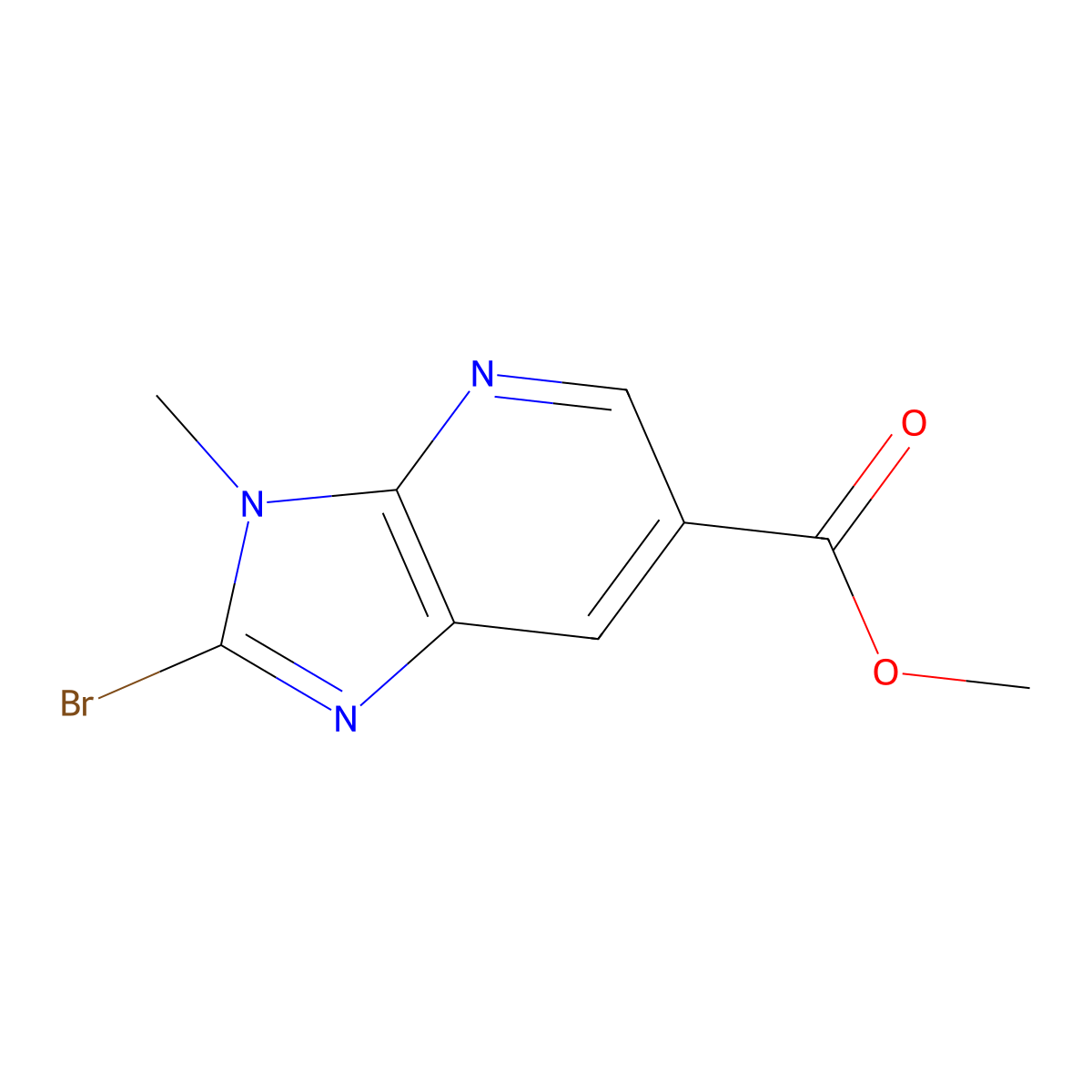 Methyl 2-bromo-3-methyl-3H-imidazo[4,5-b]pyridine-6-carboxylate molecular structure, CAS 1187830-49-4
