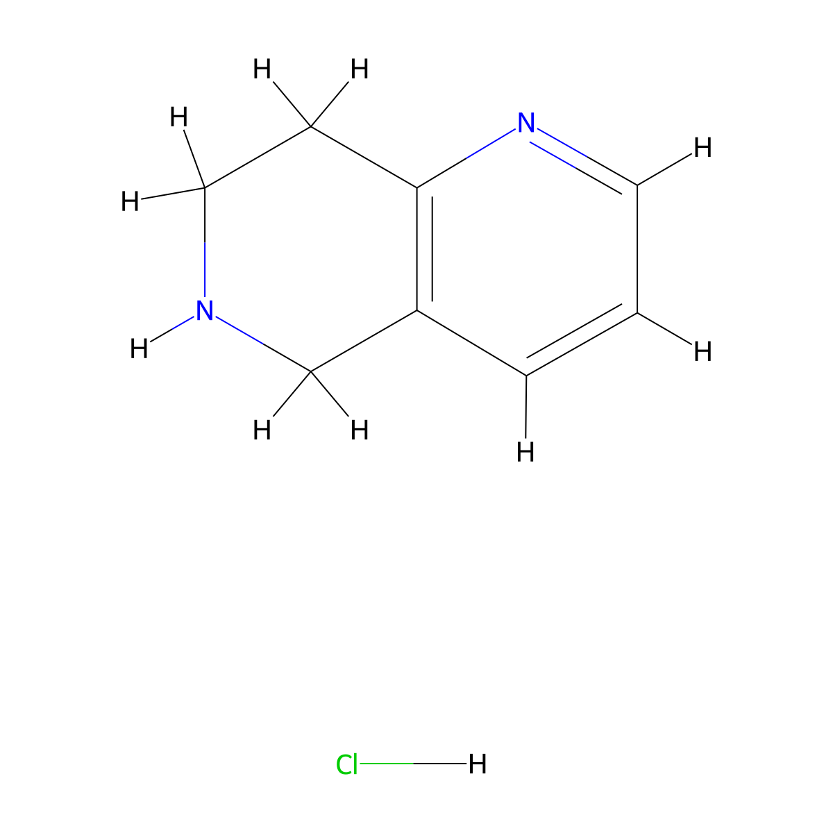 5,6,7,8-Tetrahydro-1,6-naphthyridine hydrochloride molecular structure, CAS 1187830-51-8
