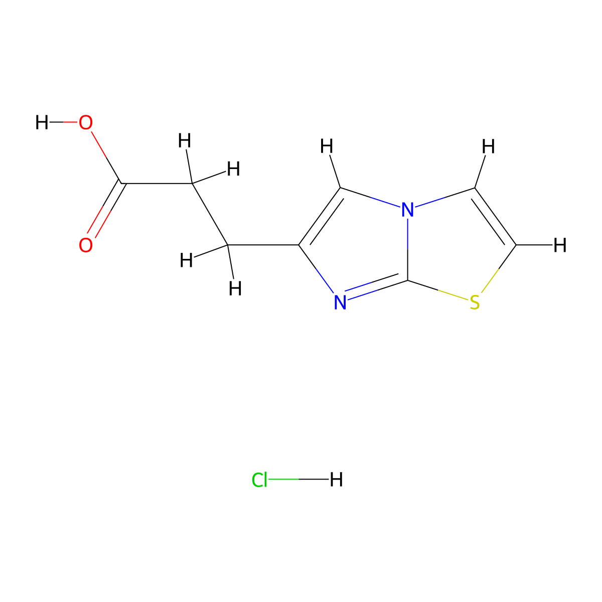 3-(Imidazo[2,1-b]thiazol-6-yl)propanoic acid hydrochloride molecular structure, CAS 1187830-53-0