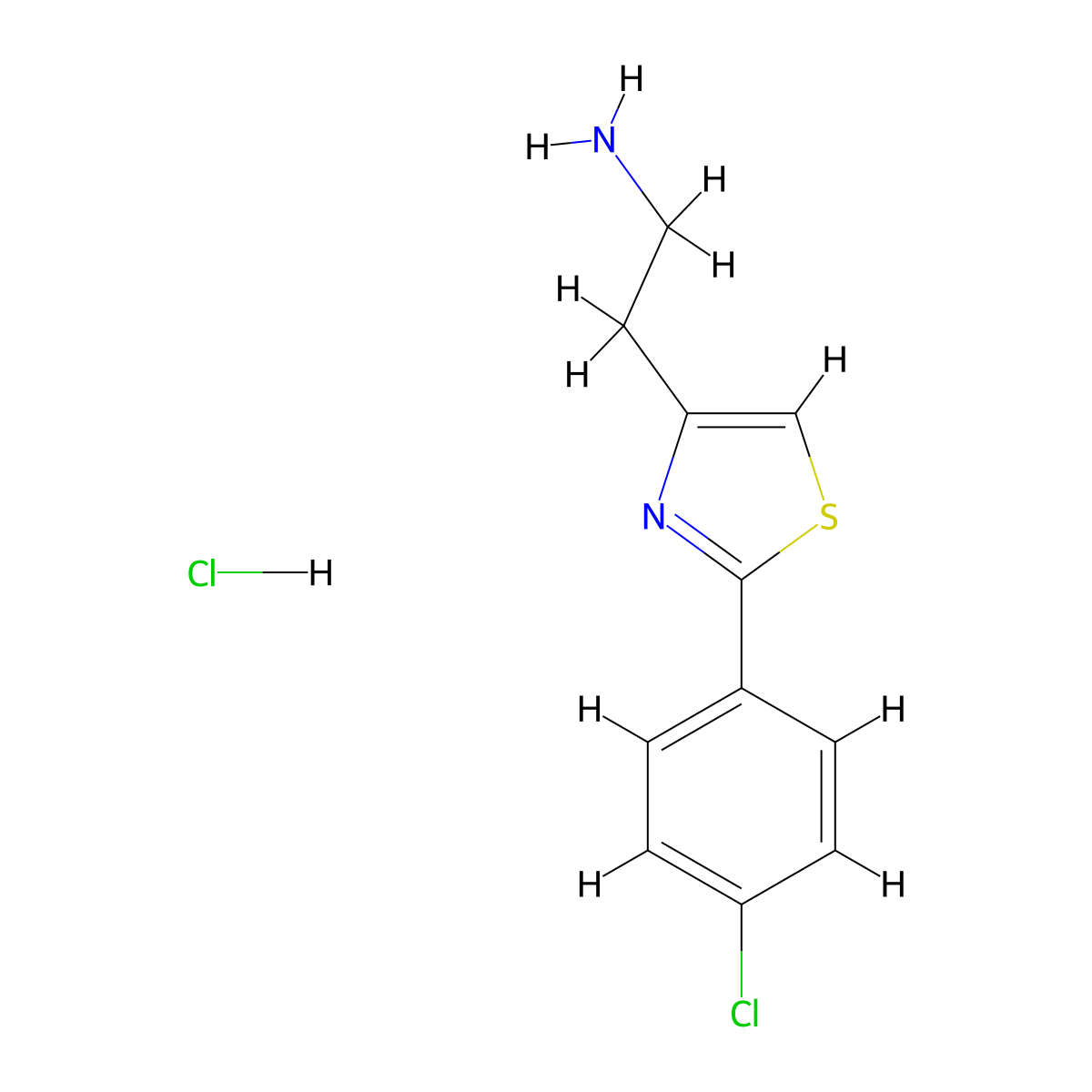2-(2-(4-Chlorophenyl)thiazol-4-yl)ethanamine hydrochloride molecular structure, CAS 1187830-55-2