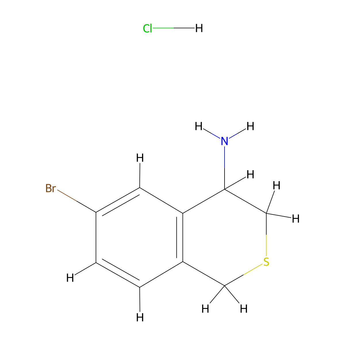 6-bromo-3,4-dihydro-1H-2-benzothiopyran-4-amine hydrochloride molecular structure, CAS 1187830-57-4