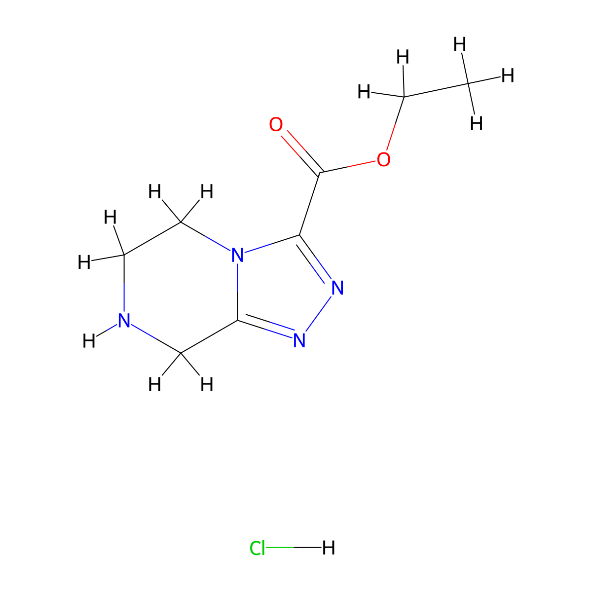 Ethyl 5,6,7,8-tetrahydro-[1,2,4]triazolo[4,3-a]pyrazine-3-carboxylate hydrochloride molecular structure, CAS 1187830-58-5