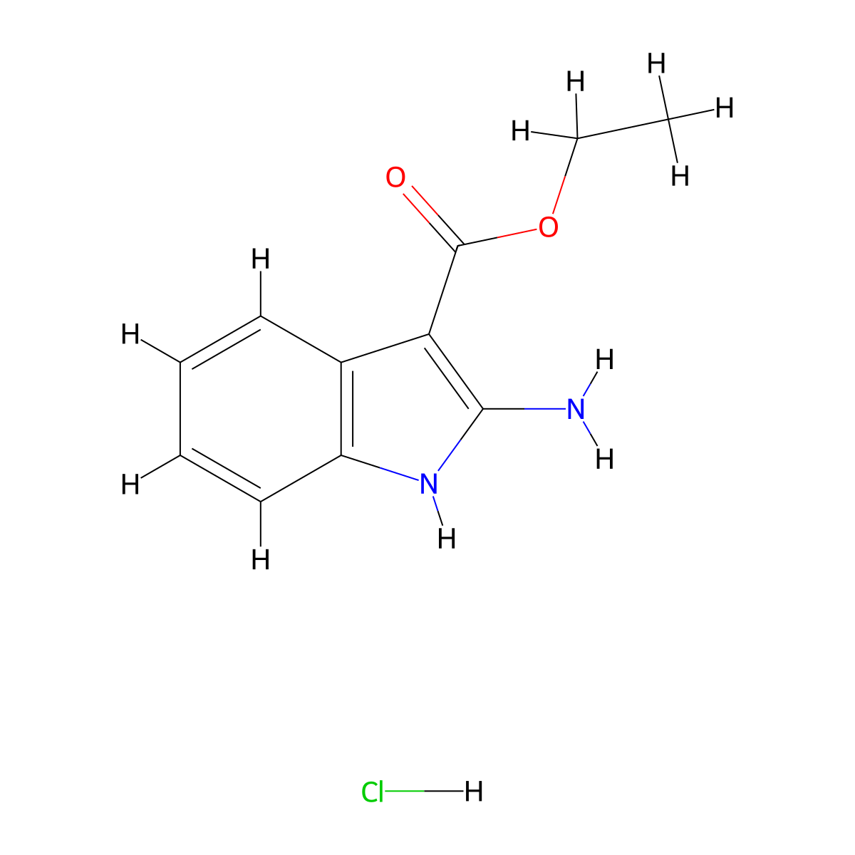 Ethyl 2-amino-1H-indole-3-carboxylate hydrochloride molecular structure, CAS 1187830-59-6