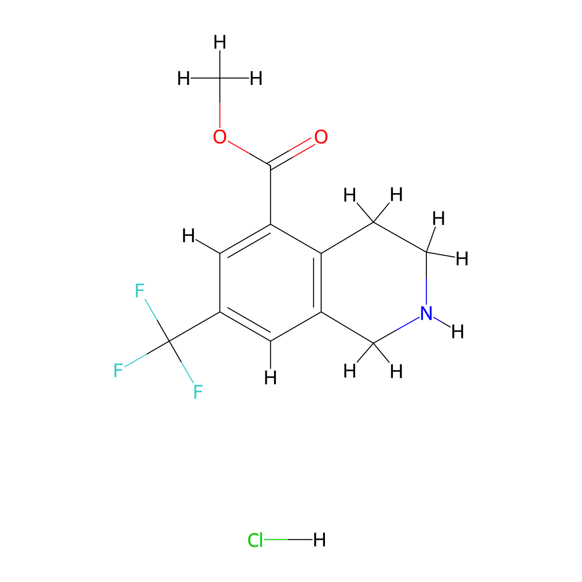 Methyl 7-(trifluoromethyl)-1,2,3,4-tetrahydroisoquinoline-5-carboxylate hydrochloride molecular structure, CAS 1187830-67-6