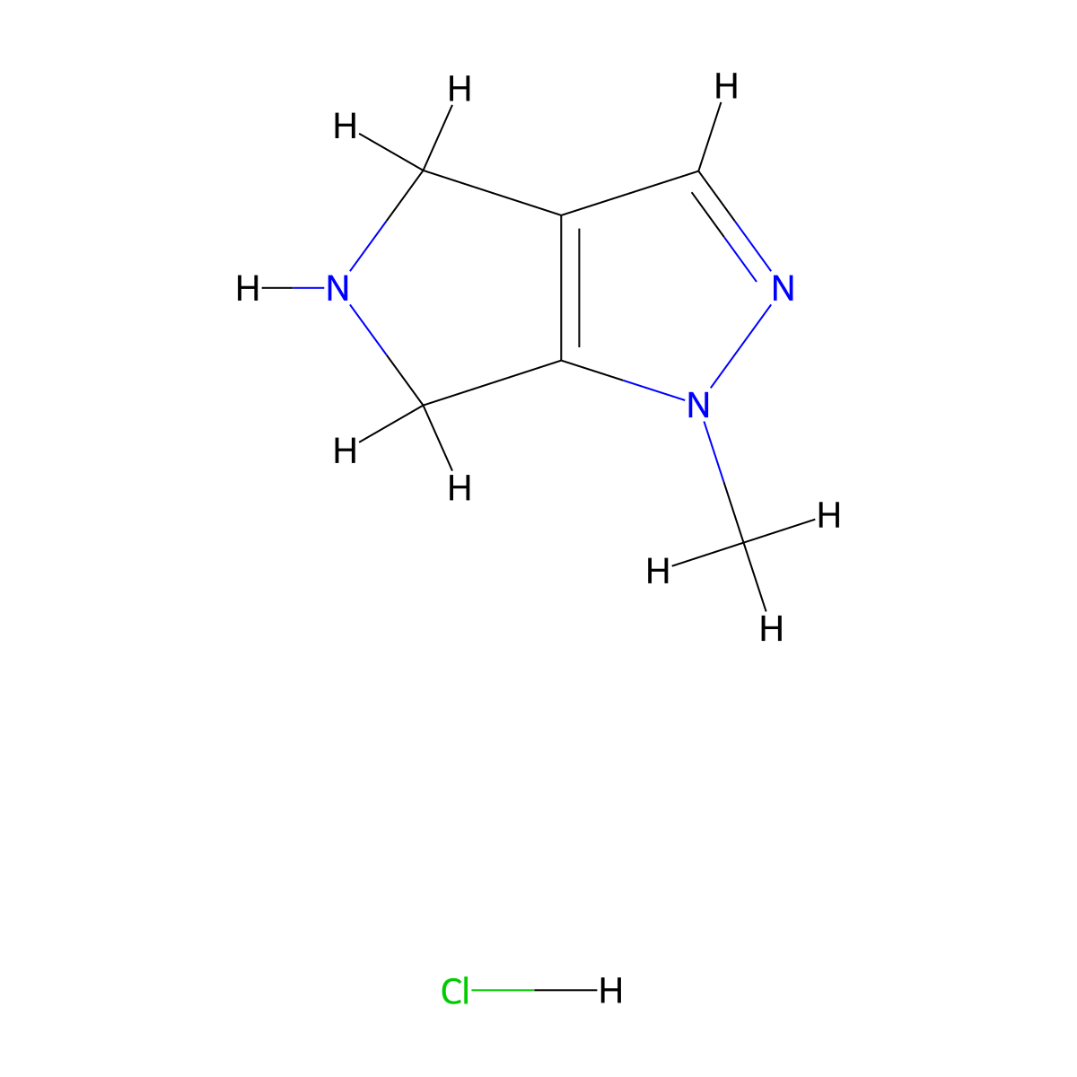 1-Methyl-1,4,5,6-tetrahydropyrrolo[3,4-c]pyrazole hydrochloride molecular structure, CAS 1187830-68-7