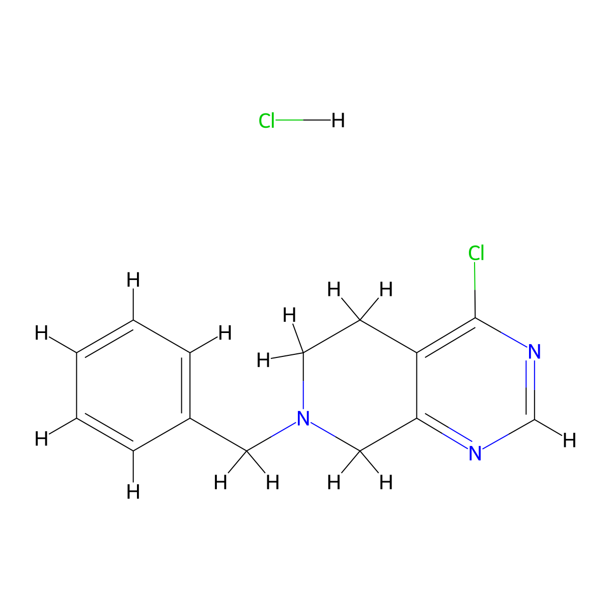 7-Benzyl-4-chloro-5,6,7,8-tetrahydropyrido[3,4-d]pyrimidine hydrochloride molecular structure, CAS 1187830-71-2