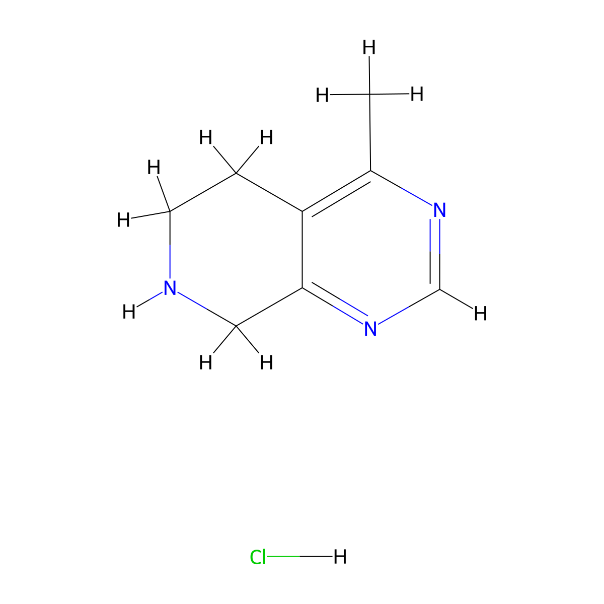 4-Methyl-5,6,7,8-tetrahydropyrido[3,4-d]pyrimidine hydrochloride molecular structure, CAS 1187830-72-3