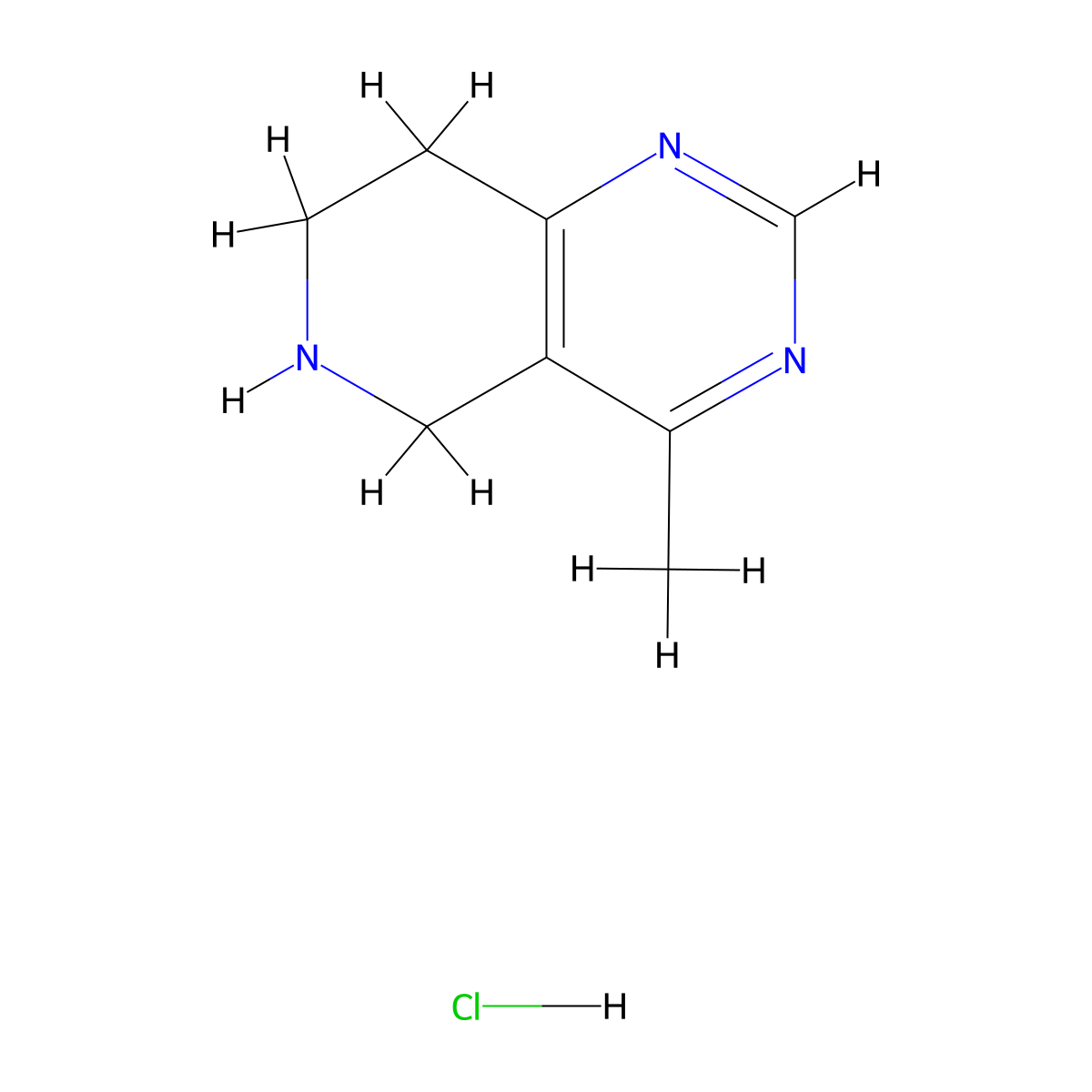 4-Methyl-5,6,7,8-tetrahydropyrido[4,3-d]pyrimidine hydrochloride molecular structure, CAS 1187830-73-4