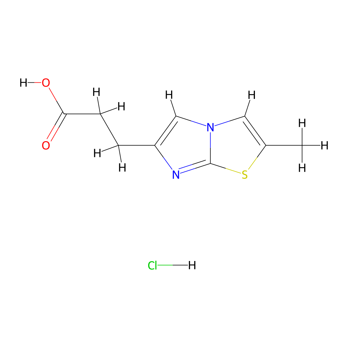 3-(2-Methylimidazo[2,1-b]thiazol-6-yl)propanoic acid hydrochloride molecular structure, CAS 1187830-75-6