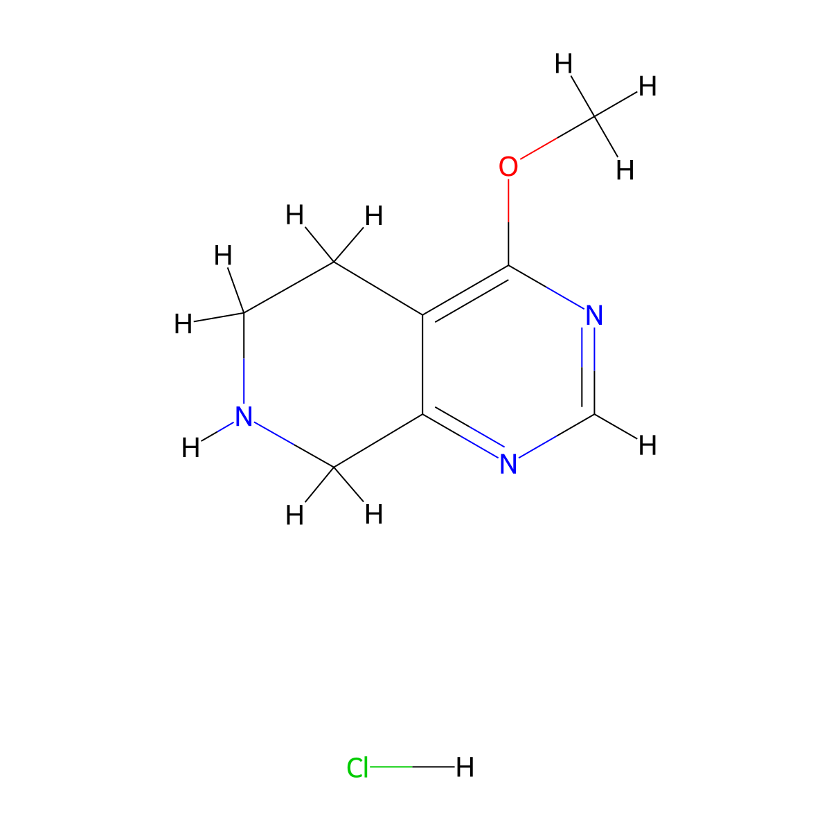 4-Methoxy-5,6,7,8-tetrahydropyrido[3,4-d]pyrimidine hydrochloride molecular structure, CAS 1187830-77-8