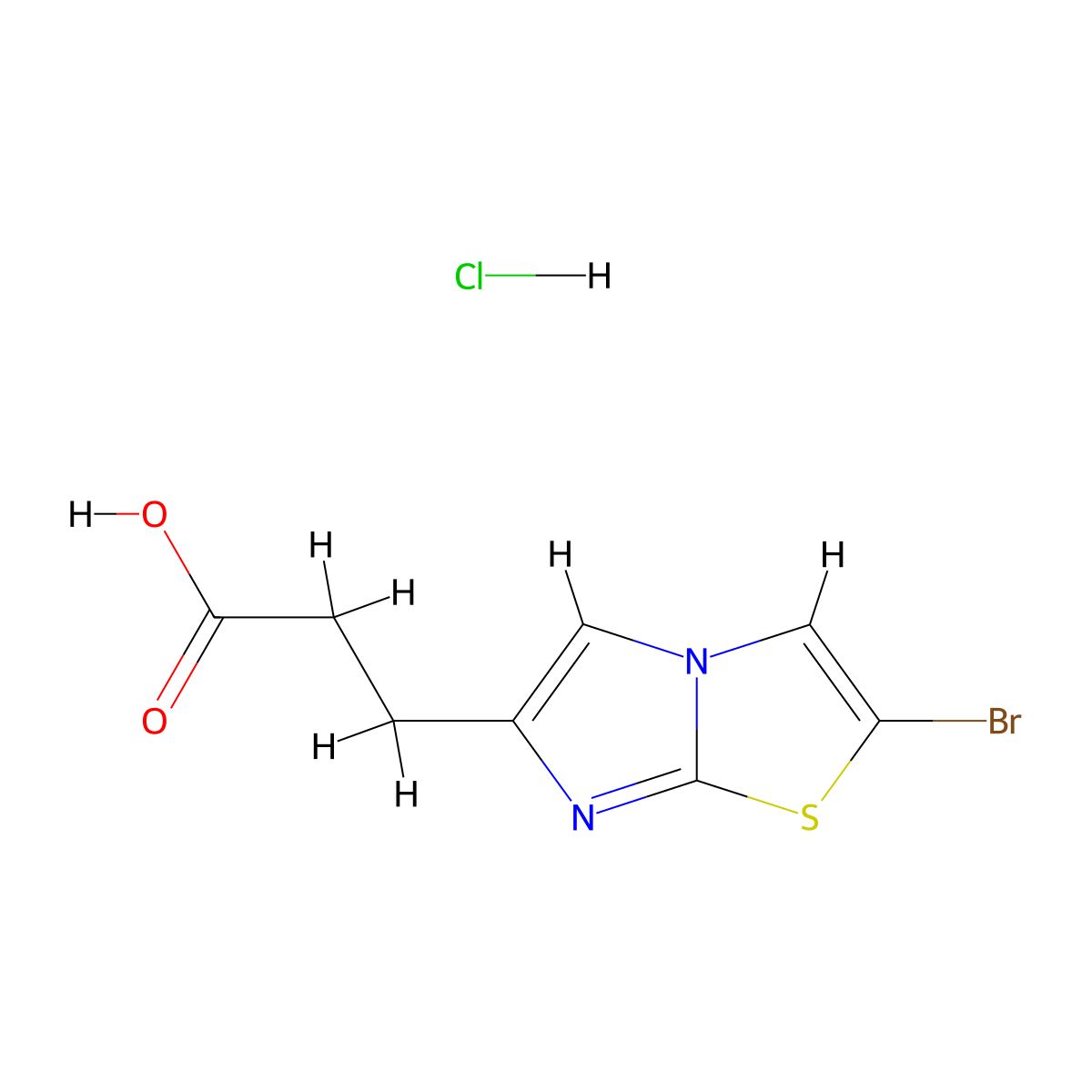 3-(2-Bromoimidazo[2,1-b]thiazol-6-yl)propanoic acid hydrochloride molecular structure, CAS 1187830-80-3