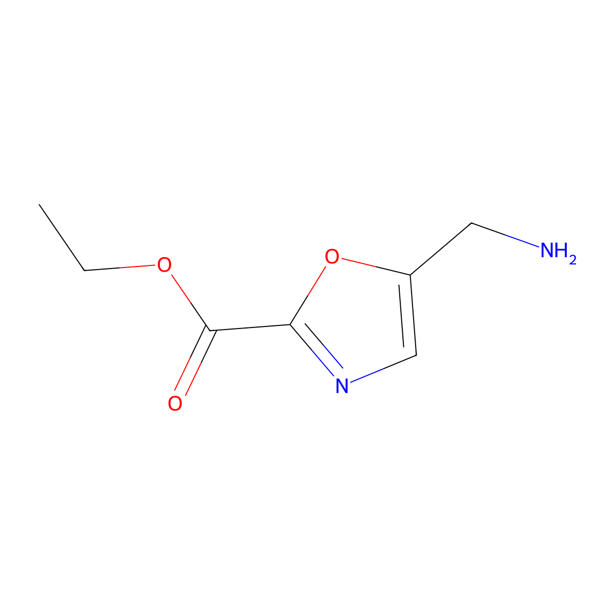 Ethyl 5-(aminomethyl)-2-oxazolecarboxylate molecular structure, CAS 1187830-81-4