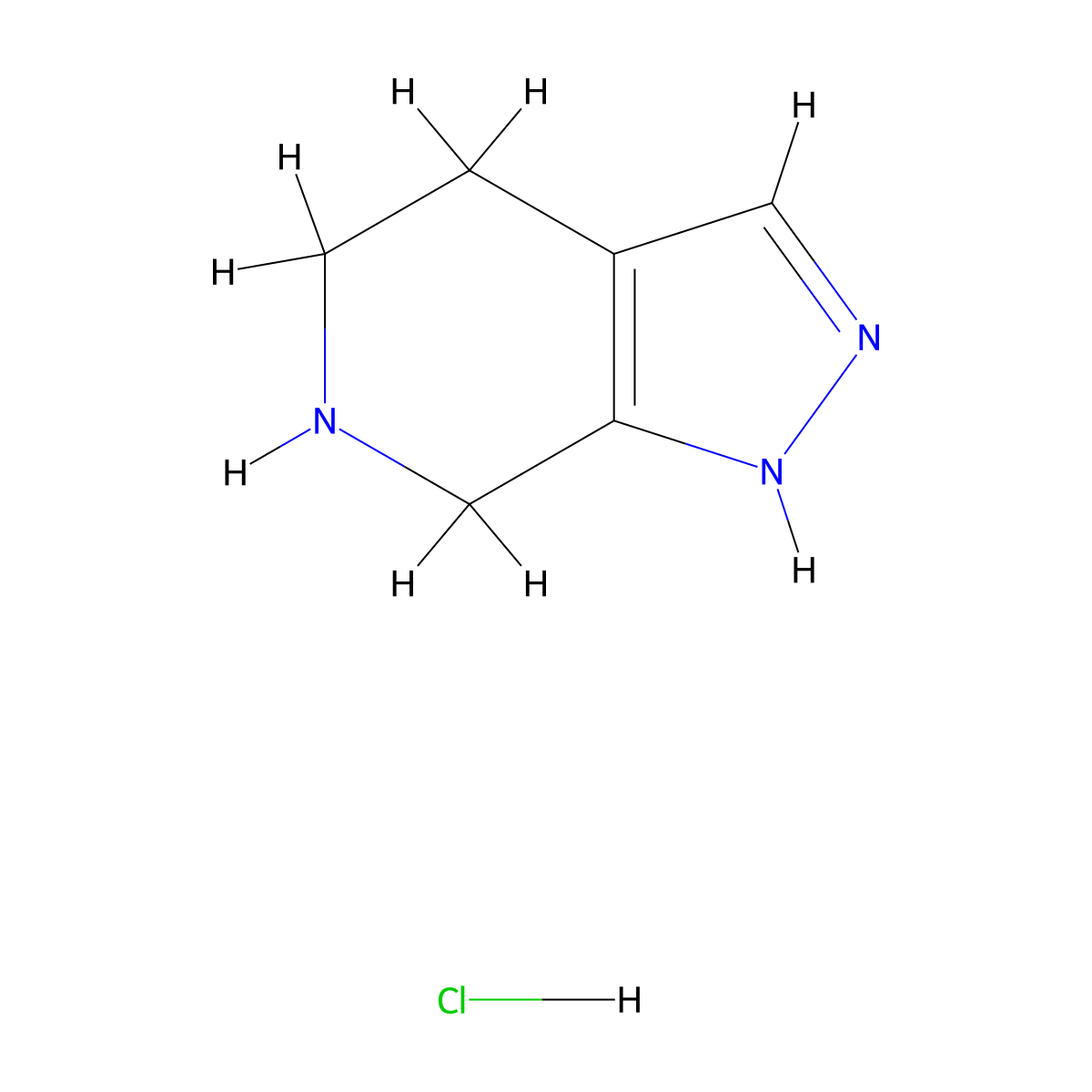 4,5,6,7-tetrahydro-1H-pyrazolo[3,4-c]pyridine hydrochloride molecular structure, CAS 1187830-90-5