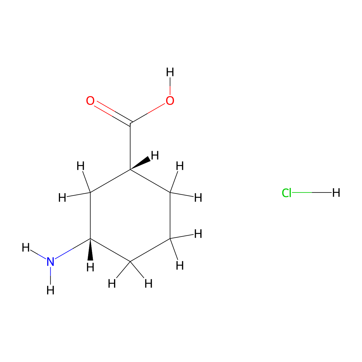 (1R,3S)-3-Aminocyclohexanecarboxylic acid hydrochloride molecular structure, CAS 118785-96-9