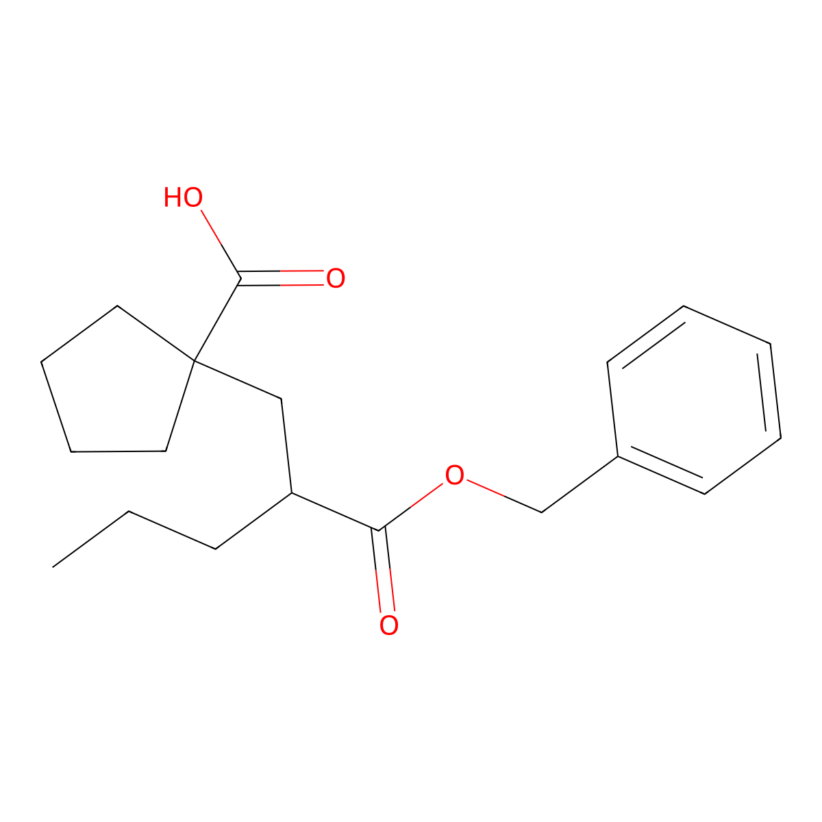1-[3-(Benzyloxy)-3-oxo-2-propylpropyl]cyclopentane-1-carboxylic acid molecular structure, CAS 118786-36-0