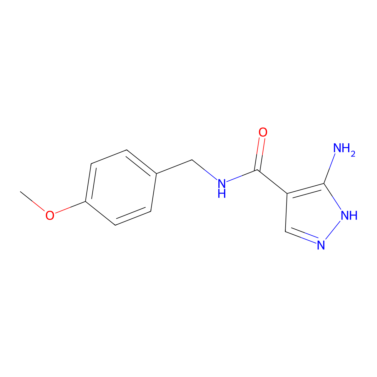 5-amino-N-(4-methoxybenzyl)-1H-pyrazole-4-carboxamide molecular structure, CAS 1187861-34-2