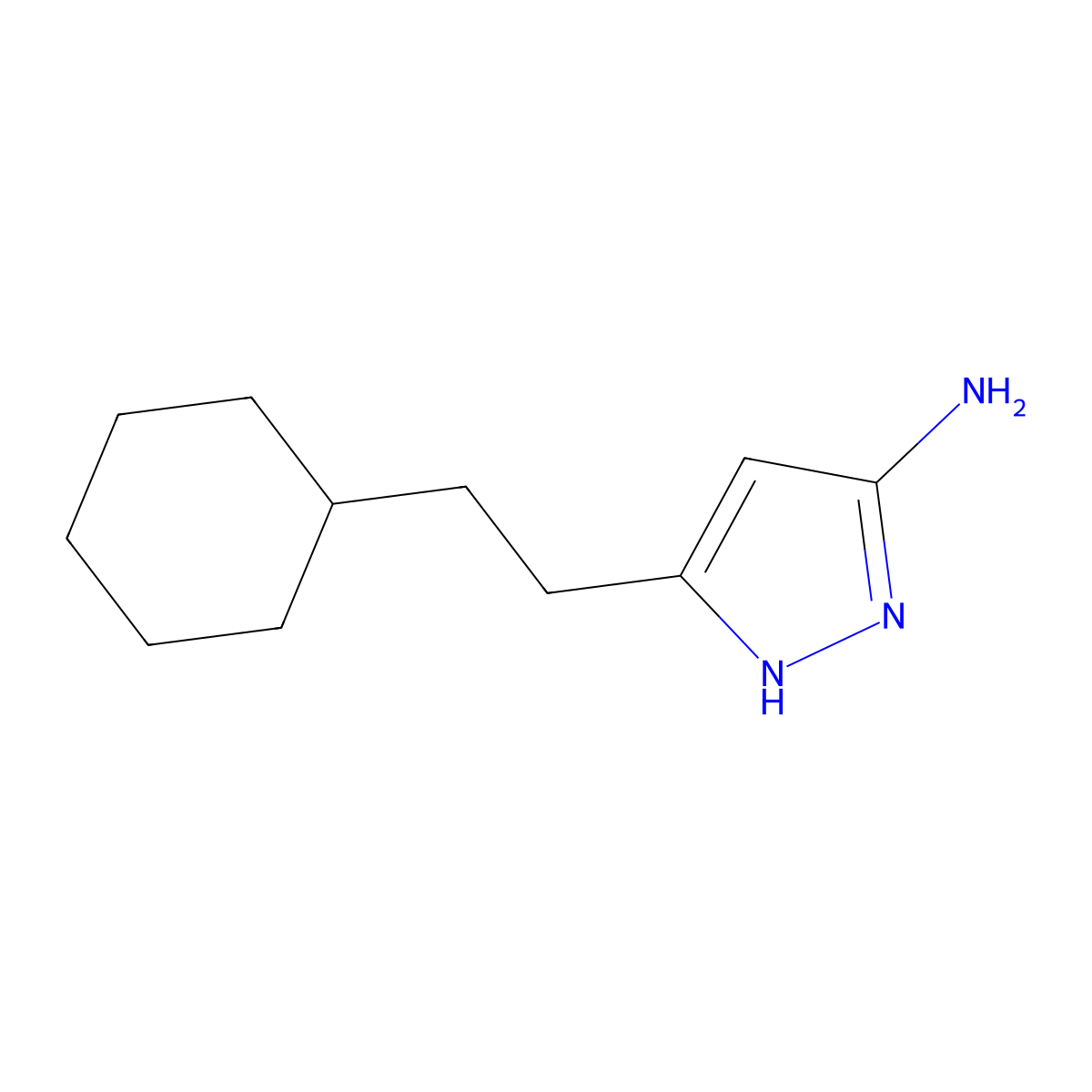 5-(2-cyclohexylethyl)-1H-pyrazol-3-amine molecular structure, CAS 1187865-69-5