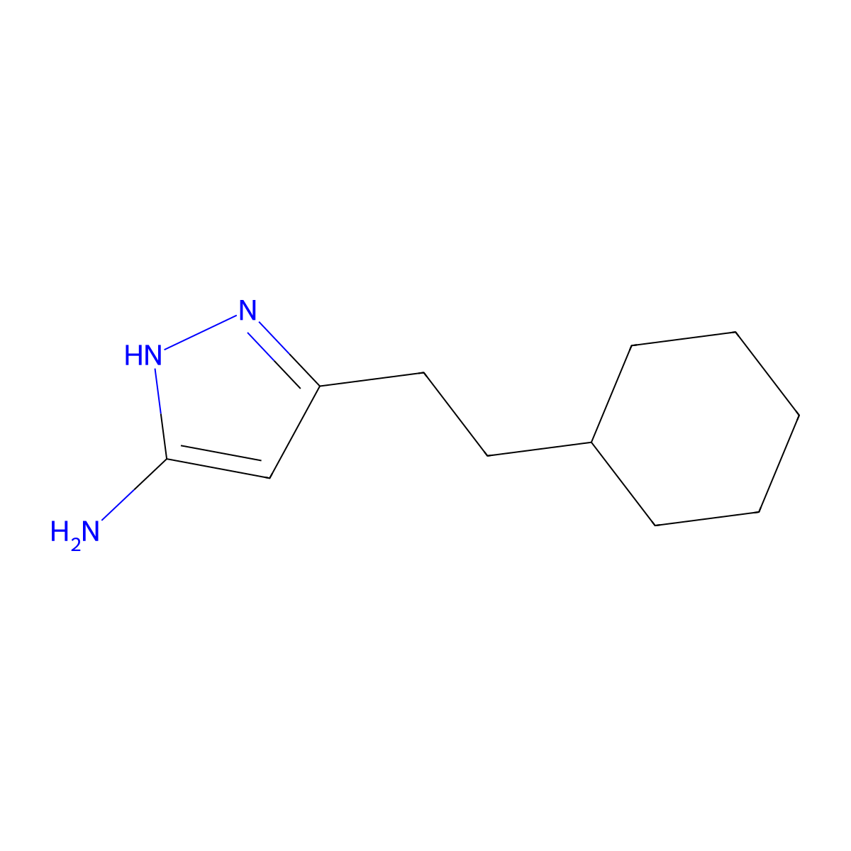 5-(2-cyclohexylethyl)-1H-pyrazol-3-amine molecular structure, CAS 1187865-69-5